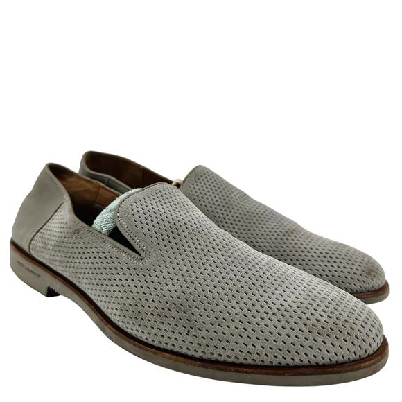 Fratelli Rossetti Loafers Suede Leather Perforated Slip On Round Toe Gray 11 main image 5